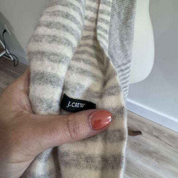J. Crew Wool Blend Grey Striped Scarf - Picture 3 of 3